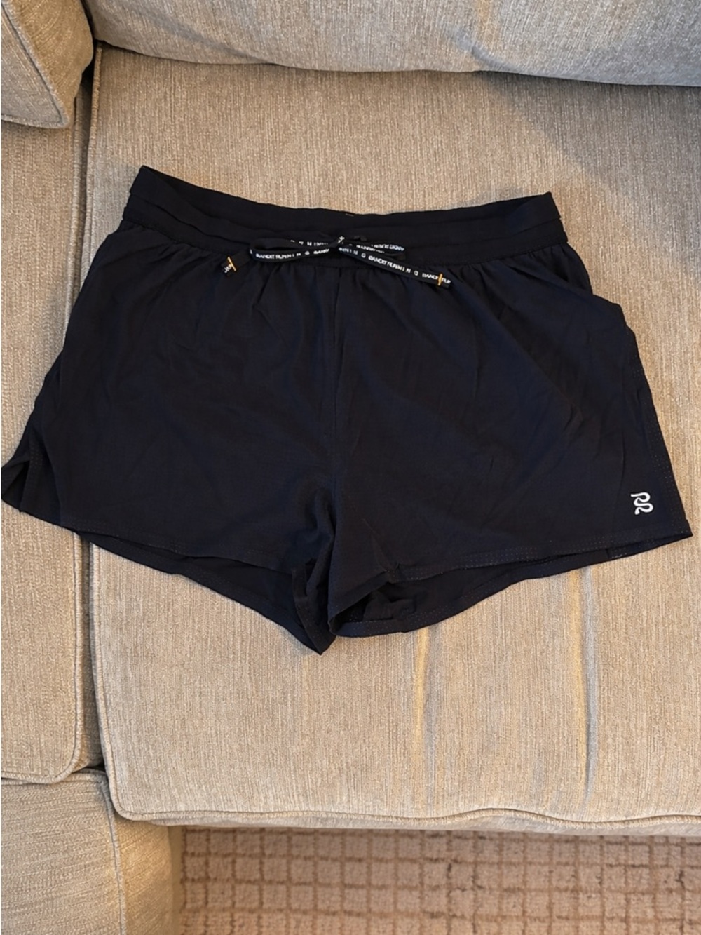 Men’s 3” Splitty Bandit Black Athletic Shorts with Waist Tie